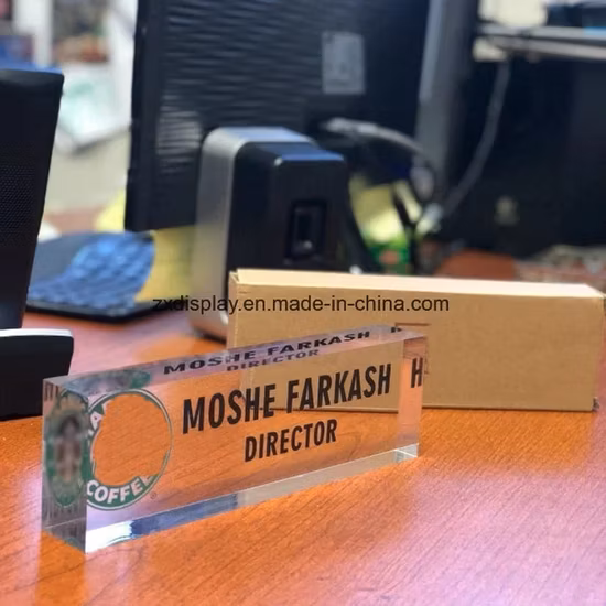 Pisapapeles de acrílico de regalo de bloque de logotipo de marca personalizado para exhibición de escritorio